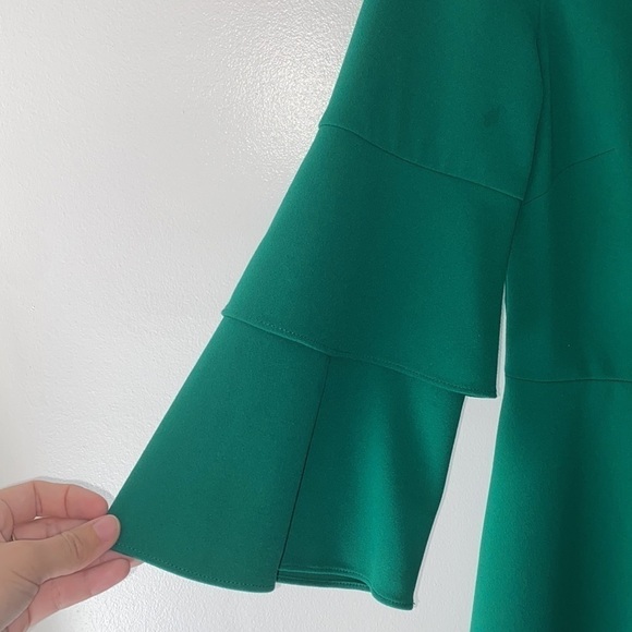 TIBI Stretch-Crepe Bell-Sleeve Cocktail Midi Dress - Picture 4 of 9